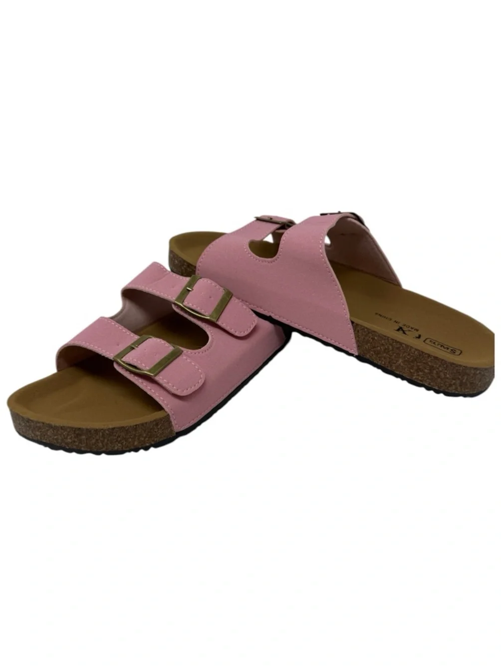 Pink Double-Buckle Cork Footbed Sandals - Picture 6 of 10